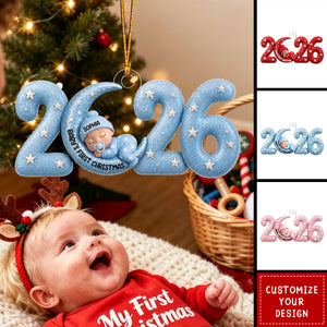 2026 Baby's First Christmas Sleeping On The Moon Newborn Keepsake - Personalized Acrylic Ornament