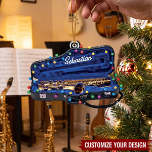 Personalized Saxophone Acrylic Christmas Ornament, Gift for Musicians