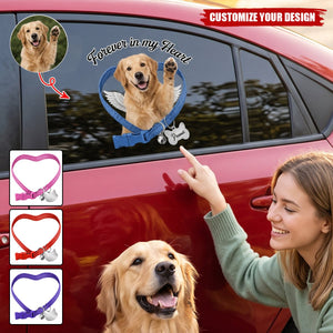Custom Pet Photo Memorial Car Decal, Rainbow Bridge Forever In My Heart Sticker