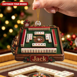 Personalized Mahjong Acrylic Christmas Ornament, Custom Name Gift for Mahjong Players