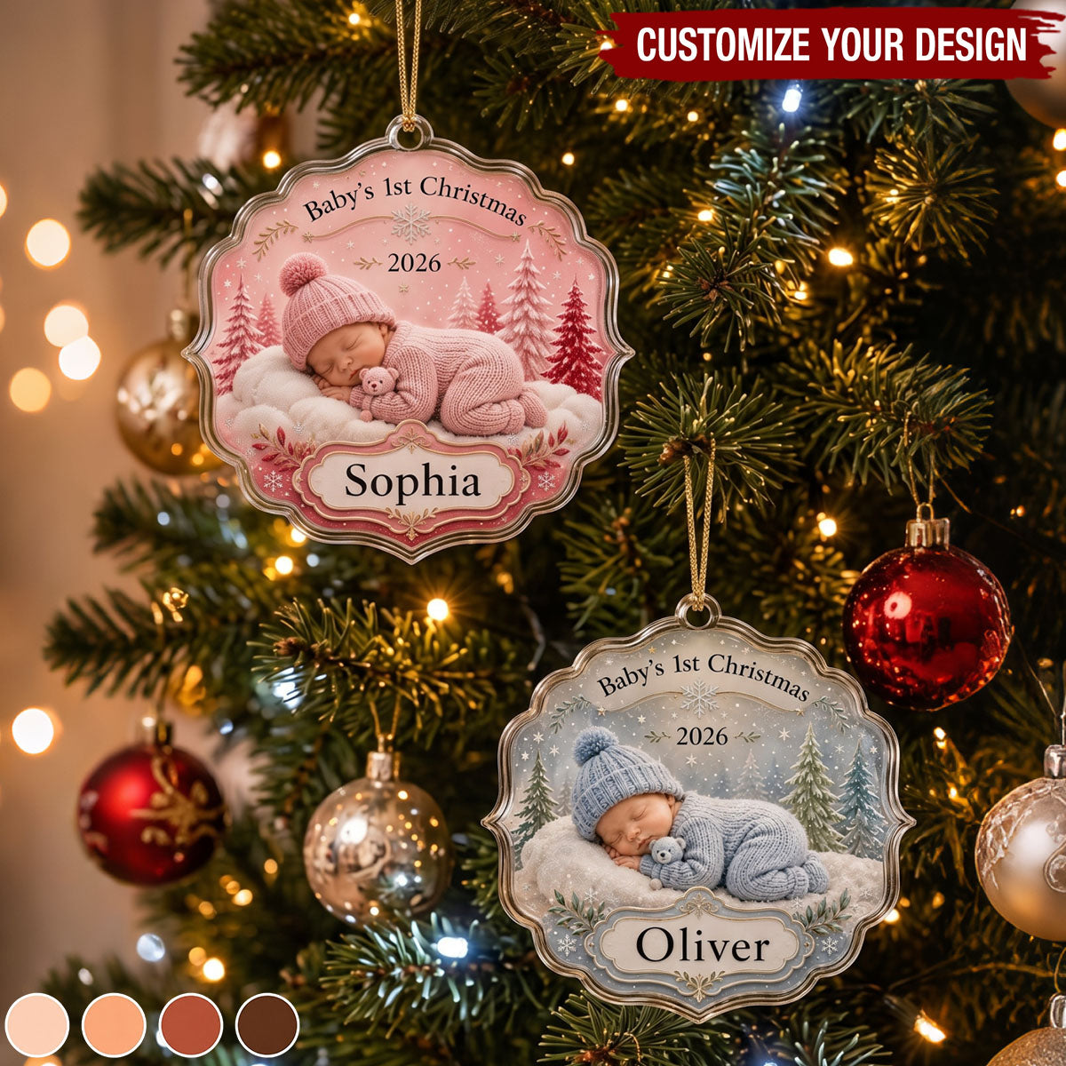 Personalized Baby's 1st Christmas Acrylic Ornament, Custom Name Tree Keepsake