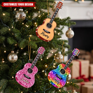 Personalized Guitar Acrylic Christmas Ornament, Custom Gift for Musicians and Guitar Lovers