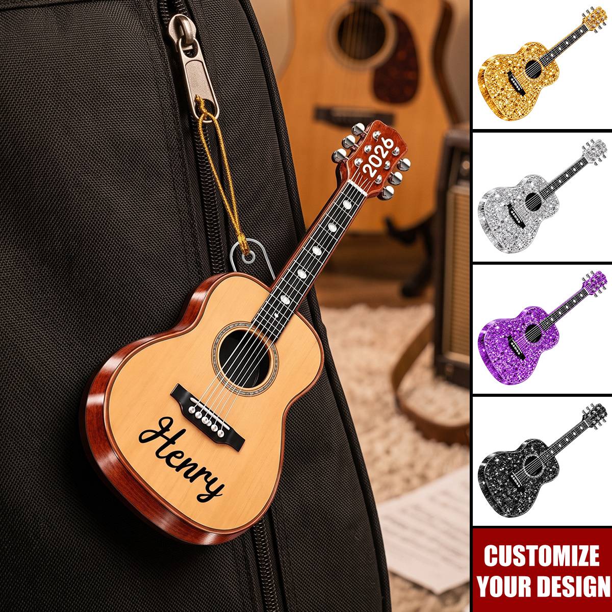 Personalized Guitar Acrylic Christmas Ornament, Custom Gift for Musicians and Guitar Lovers