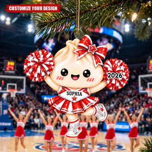 Personalized Cheerleader Acrylic Ornament, Dumpling Cheerleader Gift for Daughter